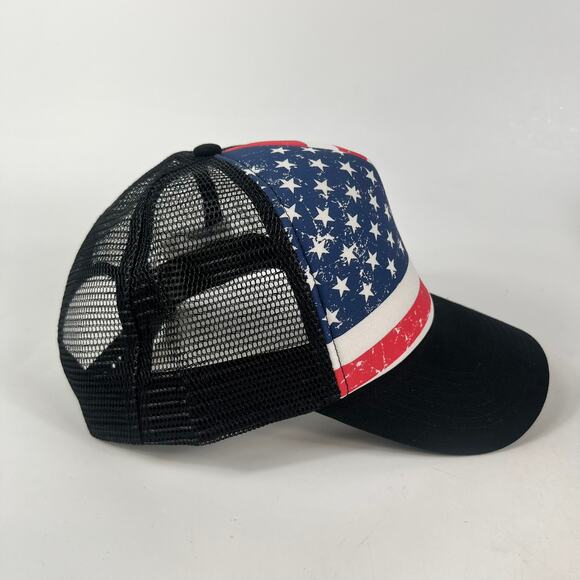 Cat American Flag Trucker Hat Mesh Snapback Mens Caterpilar Inc Construnction - Picture 2 of 11